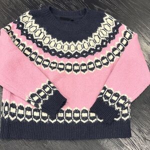 RD Style Pink and Navy Geometric Sweater